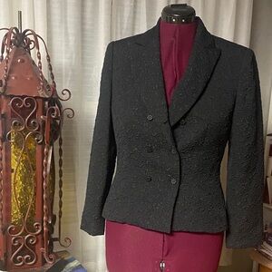 KASPER Women's Black Textured Double-Breasted Women's Blazer